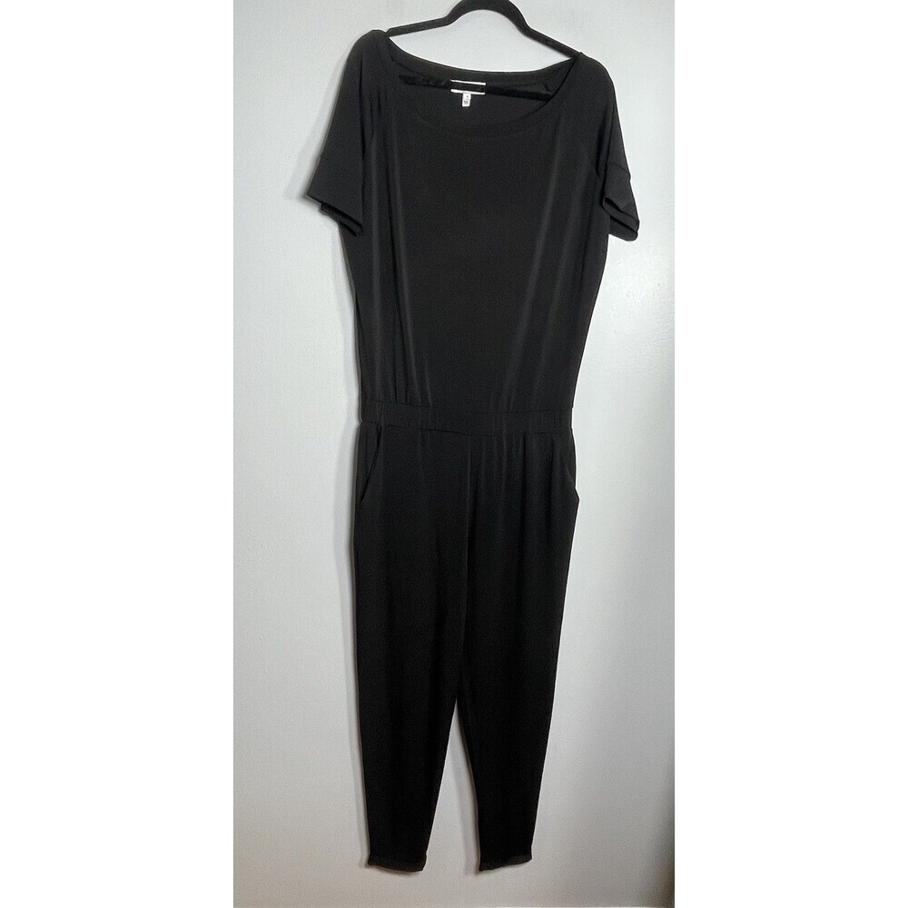 MICHAEL STARS Knit Short Sleeve Jumpsuit‎ Medium Black Comfort Casual Lounge
